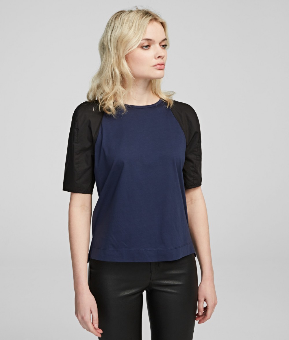 Póló Karl Lagerfeld Volume Sleeve Fabric Mix Tee