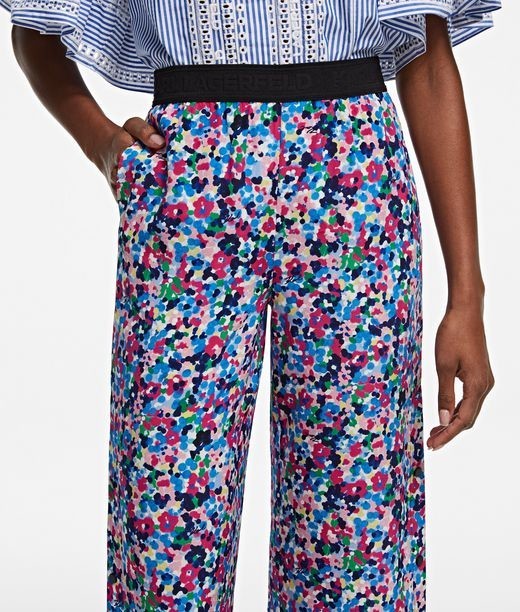 Nadrág Karl Lagerfeld Printed Silk Snap Pants