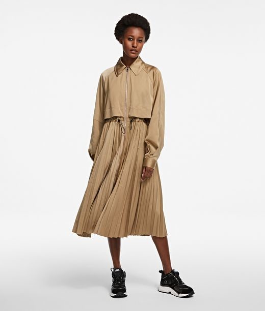 Kabát Karl Lagerfeld Technical Pleated Trench