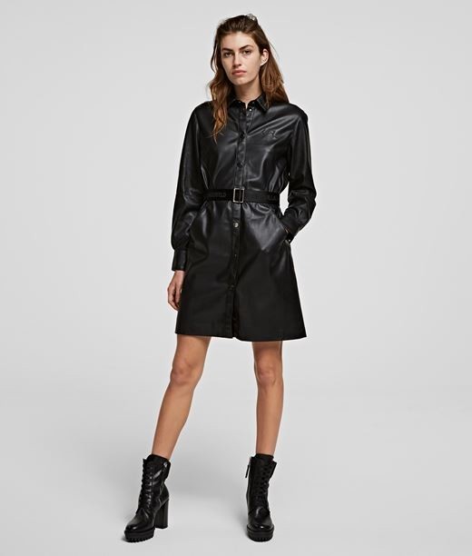 Ruha Karl Lagerfeld Faux Leather Shirt Dress