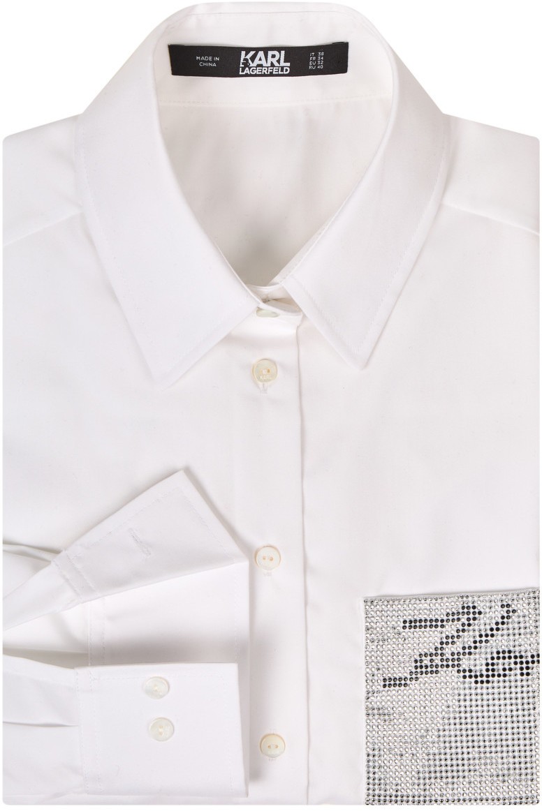 Ing Karl Lagerfeld Poplin Shirt W/ Logo Pocket