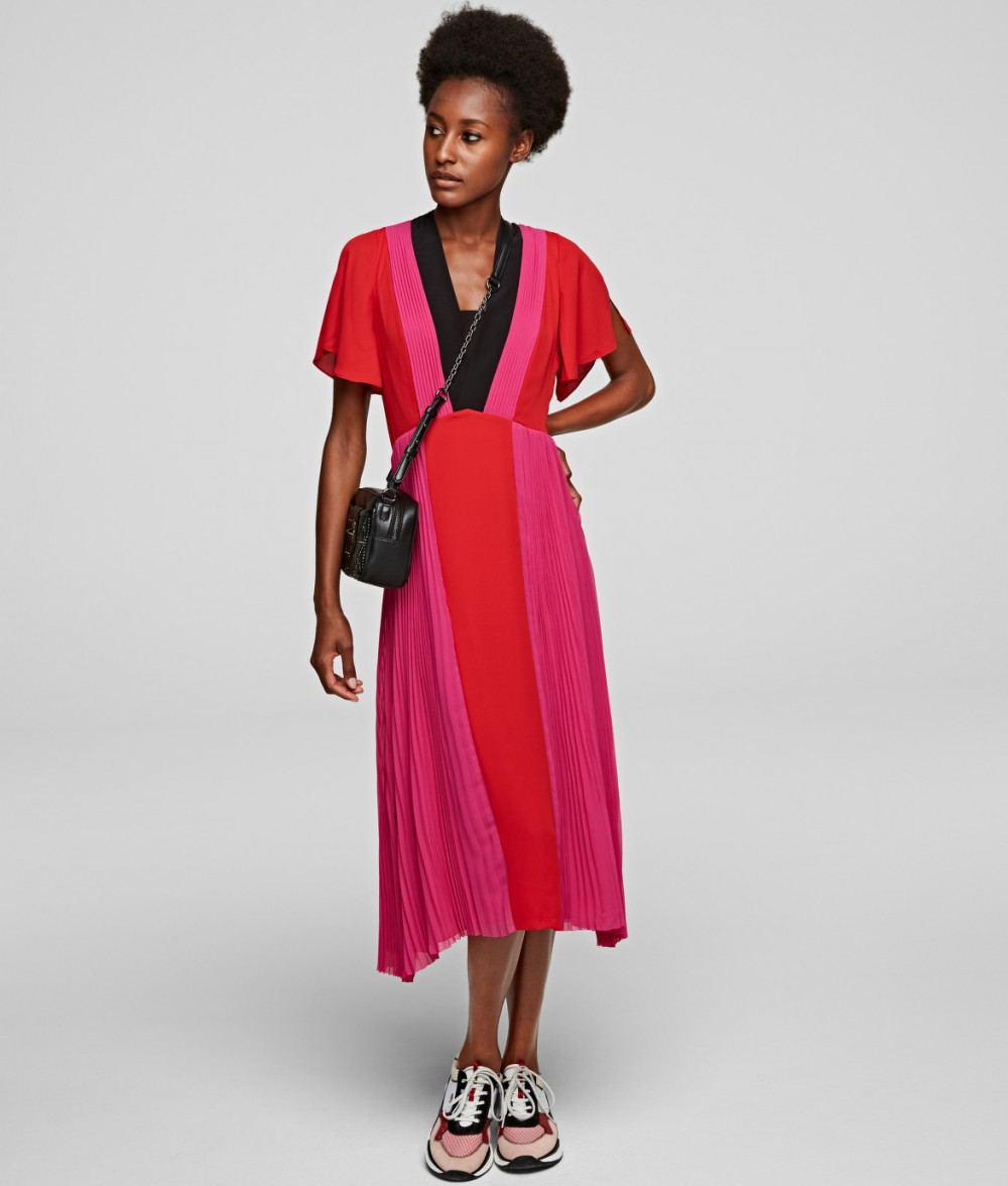 Ruha Karl Lagerfeld Pleated Colour Block Dress