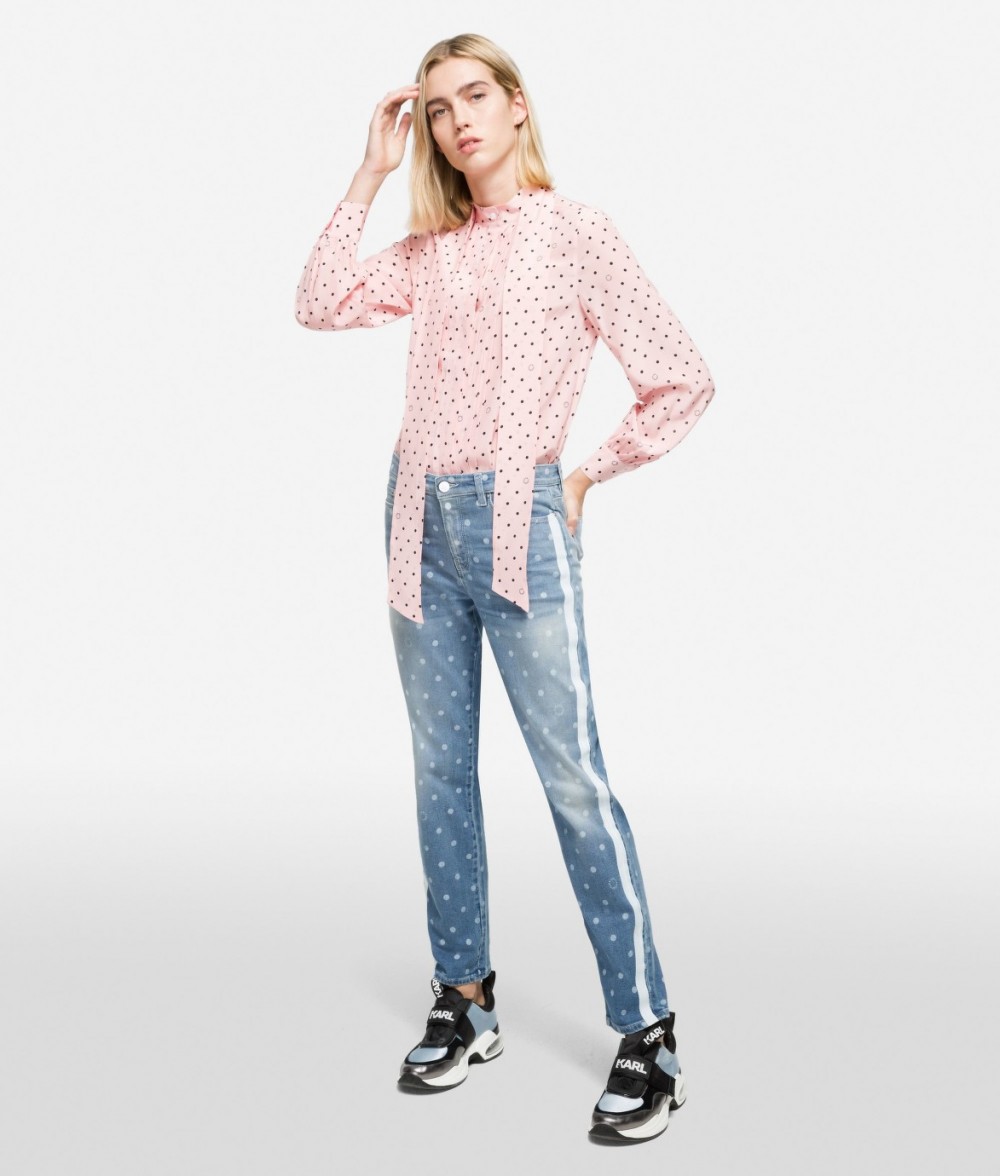 Farmer Karl Lagerfeld Karl Dots Printed Skinny Denim