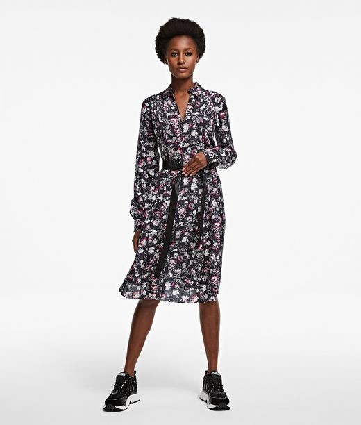 Ruha Karl Lagerfeld Silk Orchid Print Dress