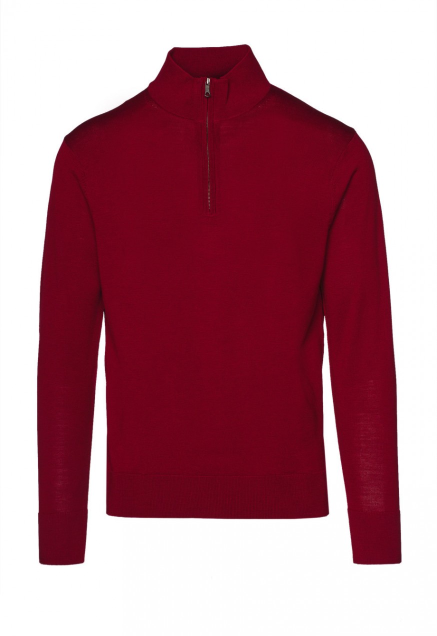 Kardigán Brooks Brothers Swt Wl Easy Care Half Zip New Red