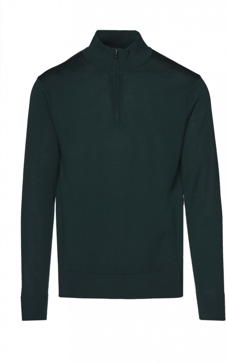 Kardigán Brooks Brothers Swt Wl Easy Care Half Zip New Bottle Green